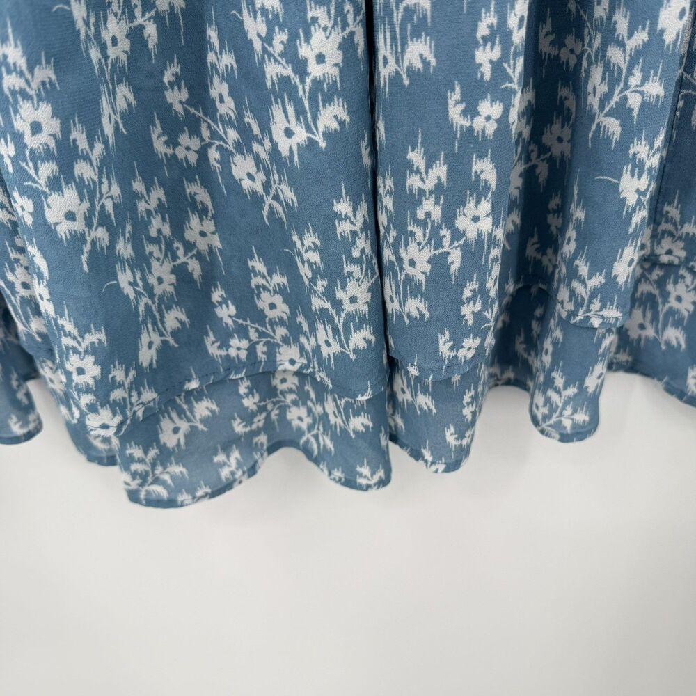 HATCH Cosette Dress Size 3 Blue Floral Smocked Flutter Sleeve Maternity Midi - Picture 8 of 9